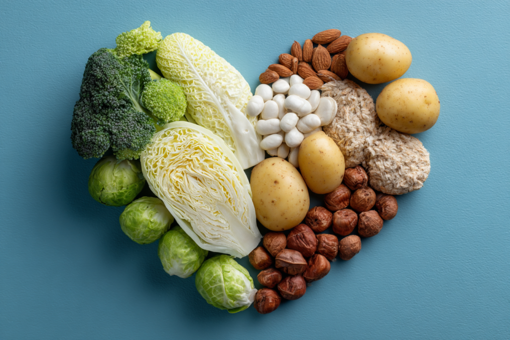 Ballaststoffrecihe Lebensmittel in Herzform